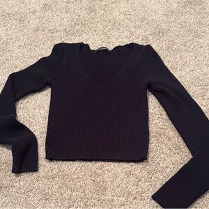 Brandy Melville Black Long Sleeve Ribbed Top